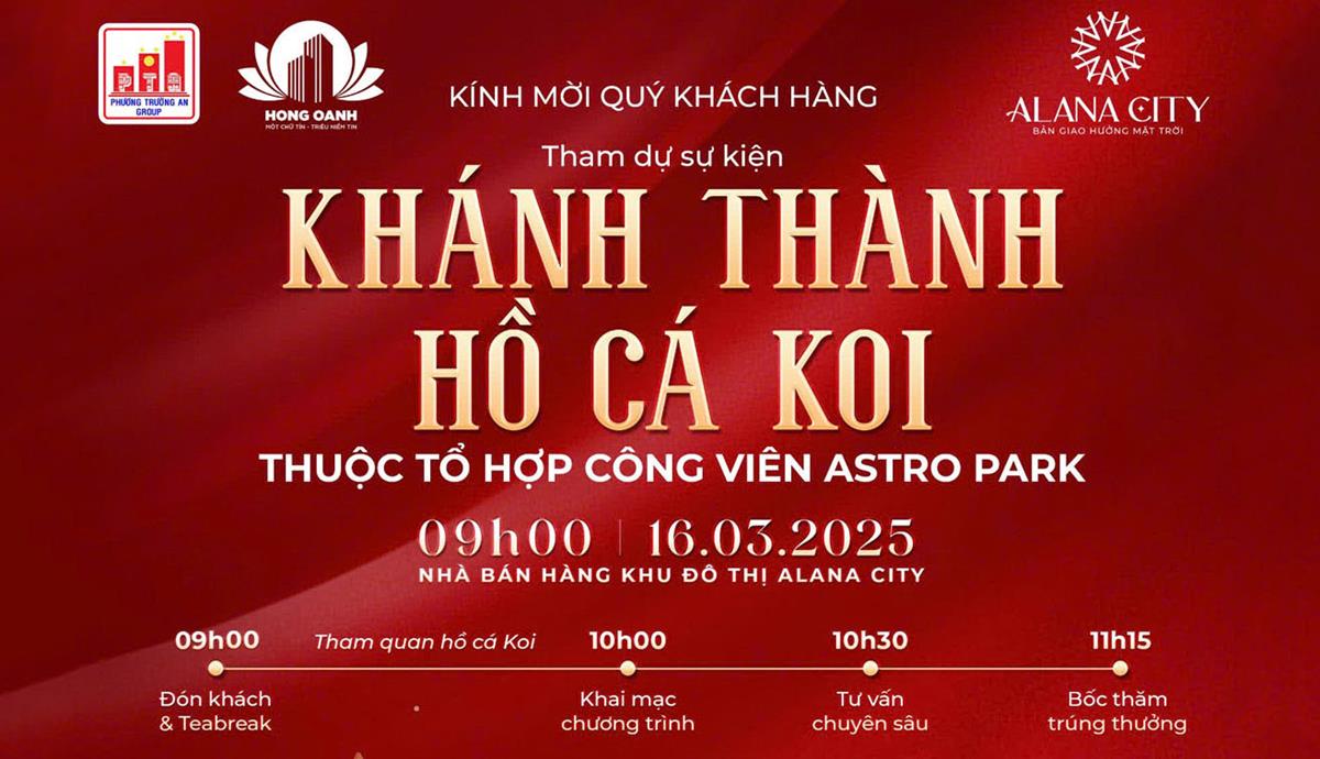 Sư kiện khánh thành Hồ Cá Koi Alana City Ngày 16/03