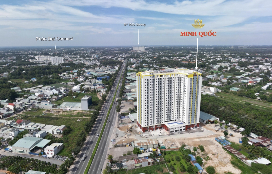 Hình thực tế Tòa tháp đầu tiên (Block A) của dự án Minh Quốc Plaza